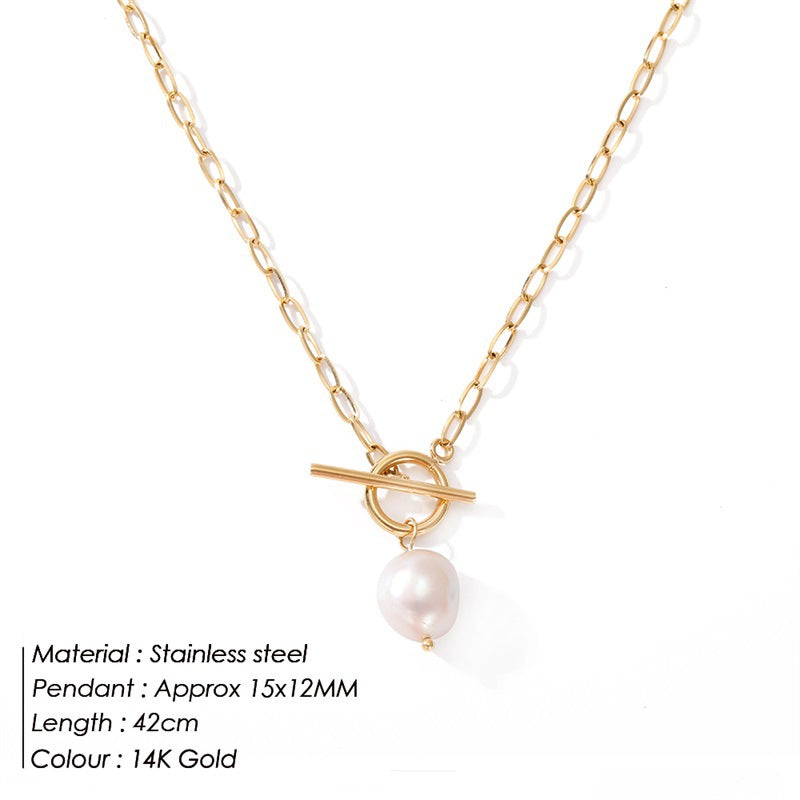 Mother of Pearl Necklace – Paper Clip Chain Charm