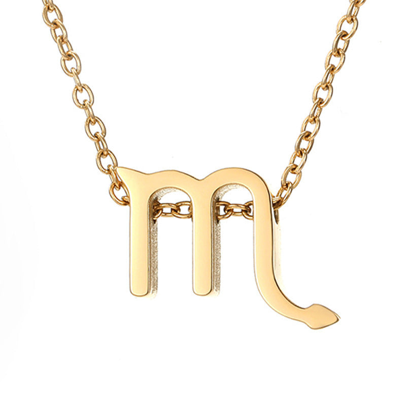 Gold Stainless Steel Zodiac Symbol Necklace – Adjustable & Timeless