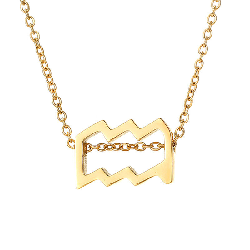 Gold Stainless Steel Zodiac Symbol Necklace – Adjustable & Timeless