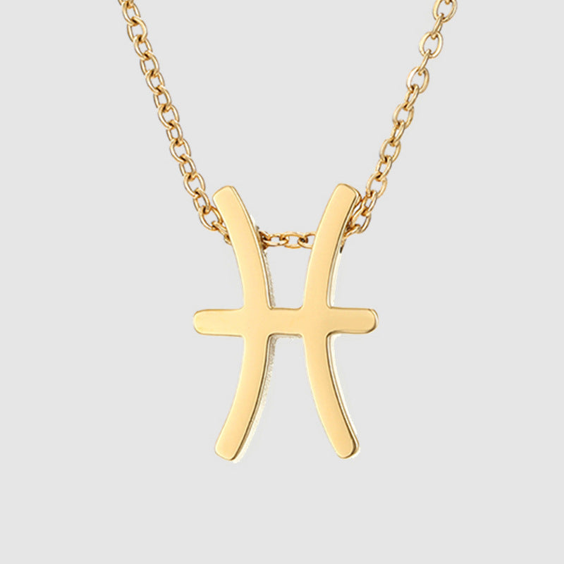 Gold Stainless Steel Zodiac Symbol Necklace – Adjustable & Timeless