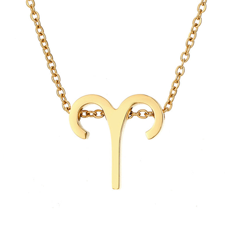 Gold Stainless Steel Zodiac Symbol Necklace – Adjustable & Timeless