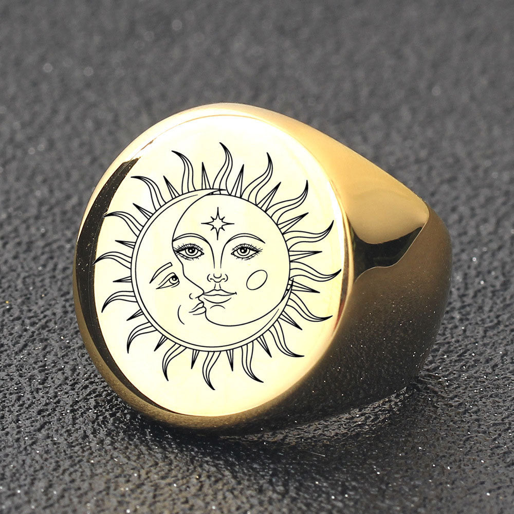Sun and Moon Signet Ring-Gold