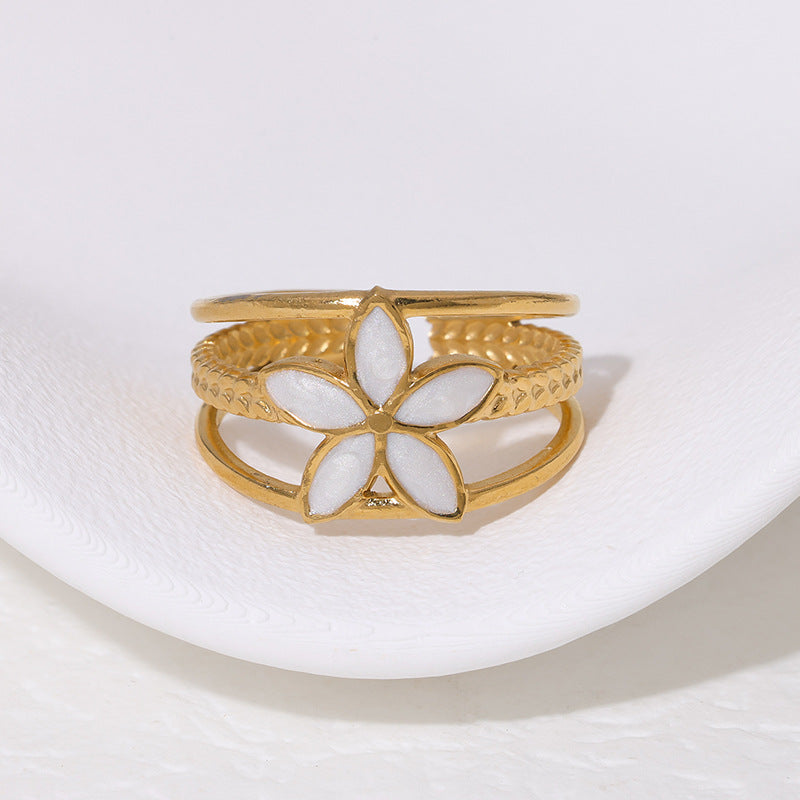 Black Petal Flower Ring