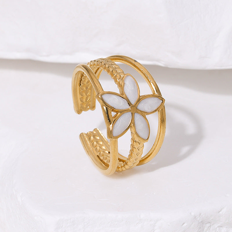Black Petal Flower Ring