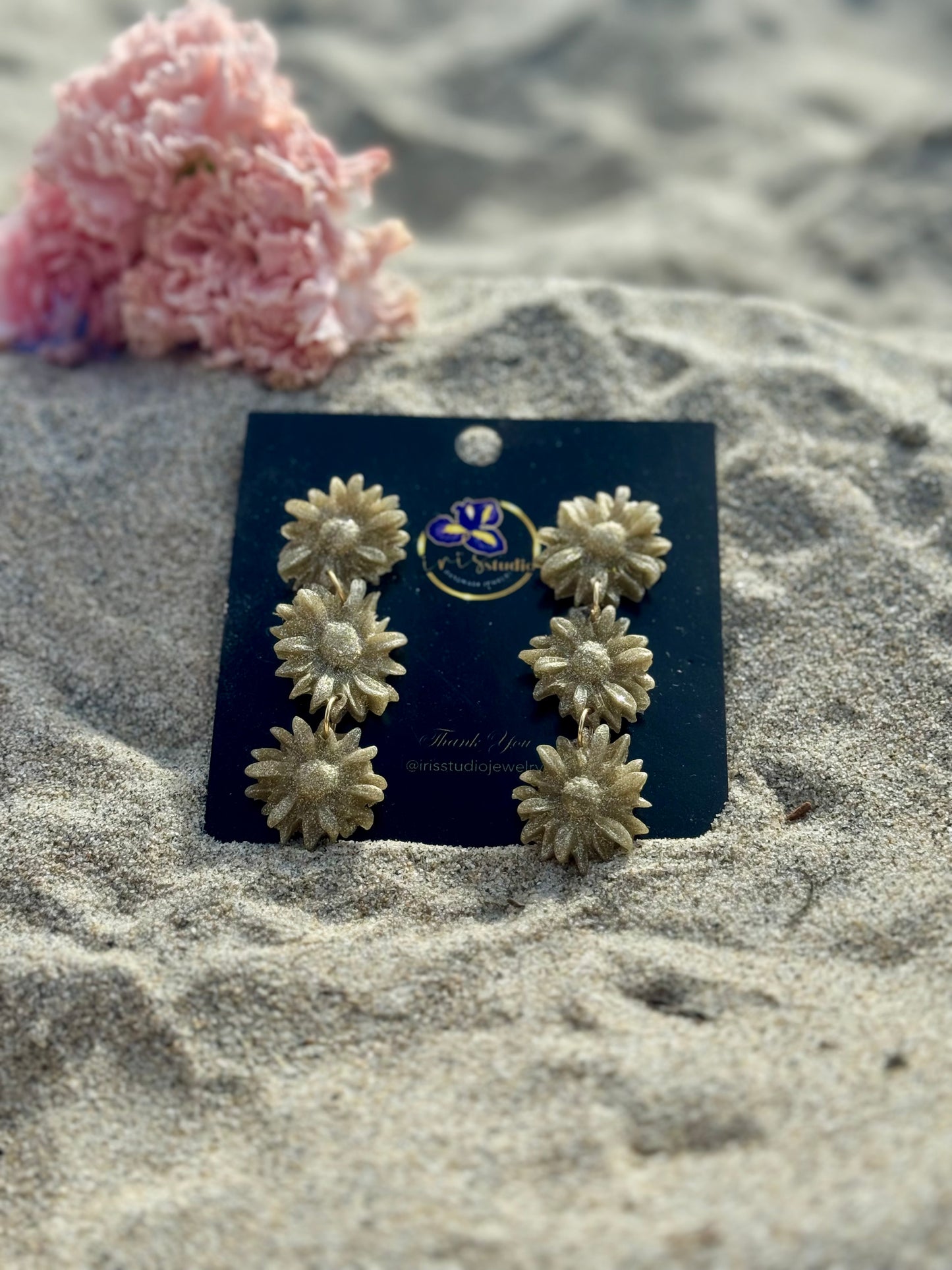 Daisy Chain Drop Earrings - Handmade Floral Statement Jewelry