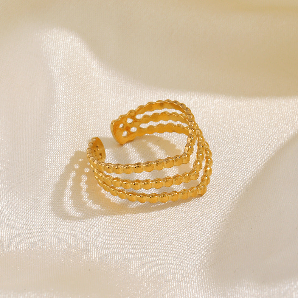 Golden Beaded Cuff Ring