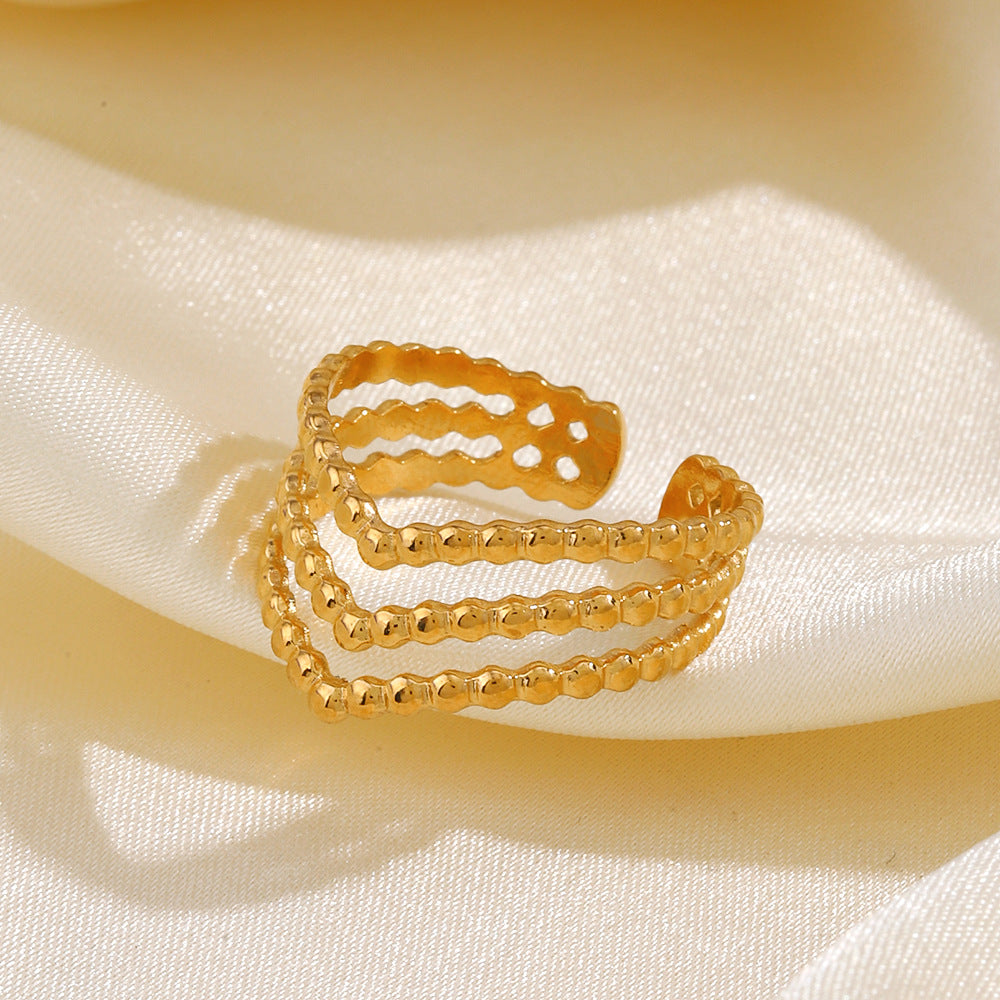 Golden Beaded Cuff Ring