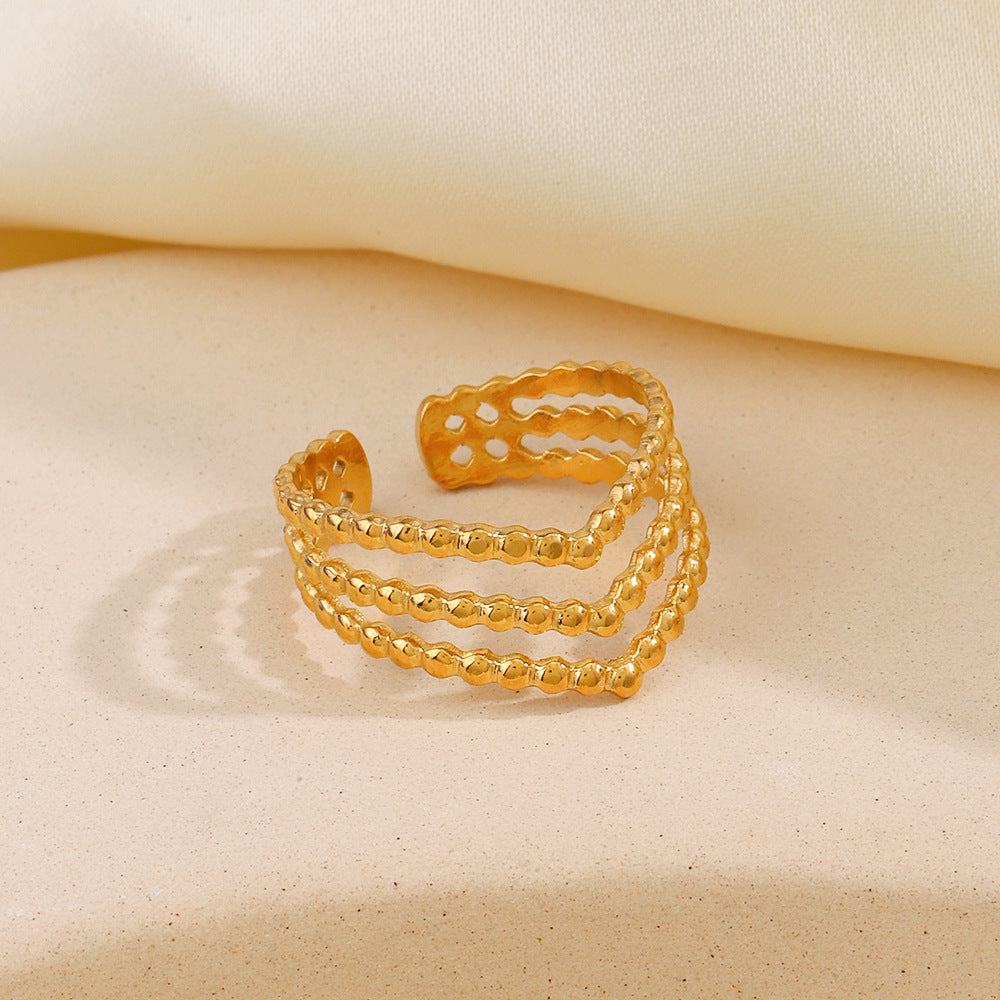 Golden Beaded Cuff Ring