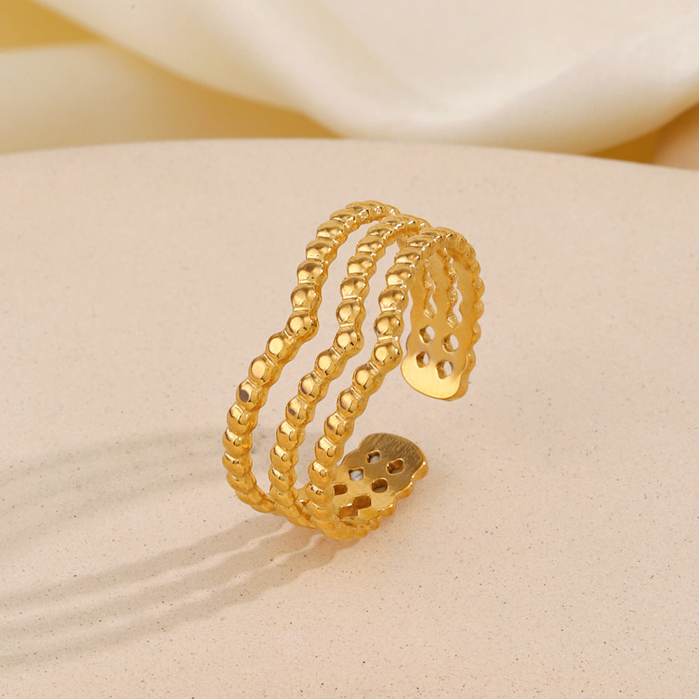 Golden Beaded Cuff Ring