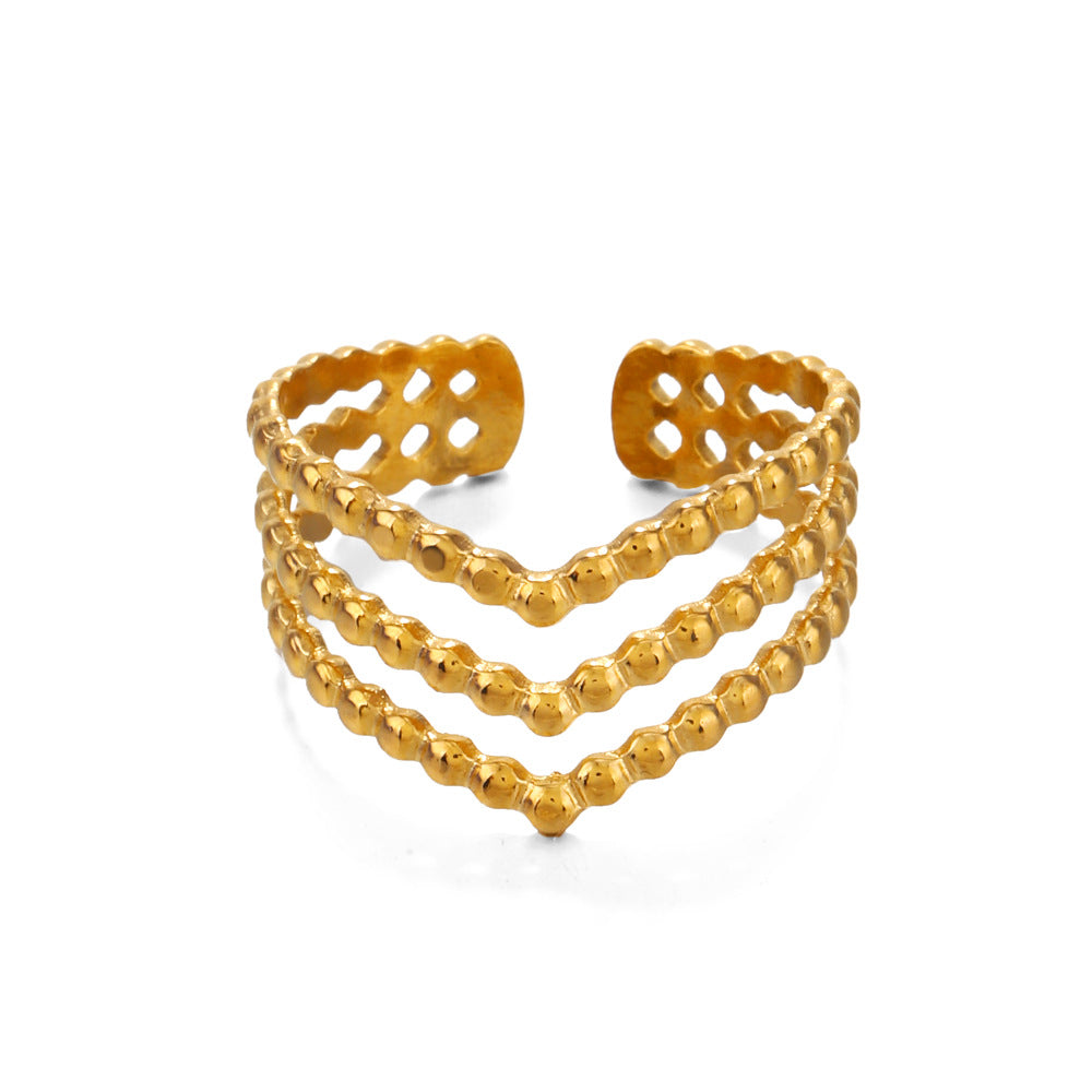 Golden Beaded Cuff Ring