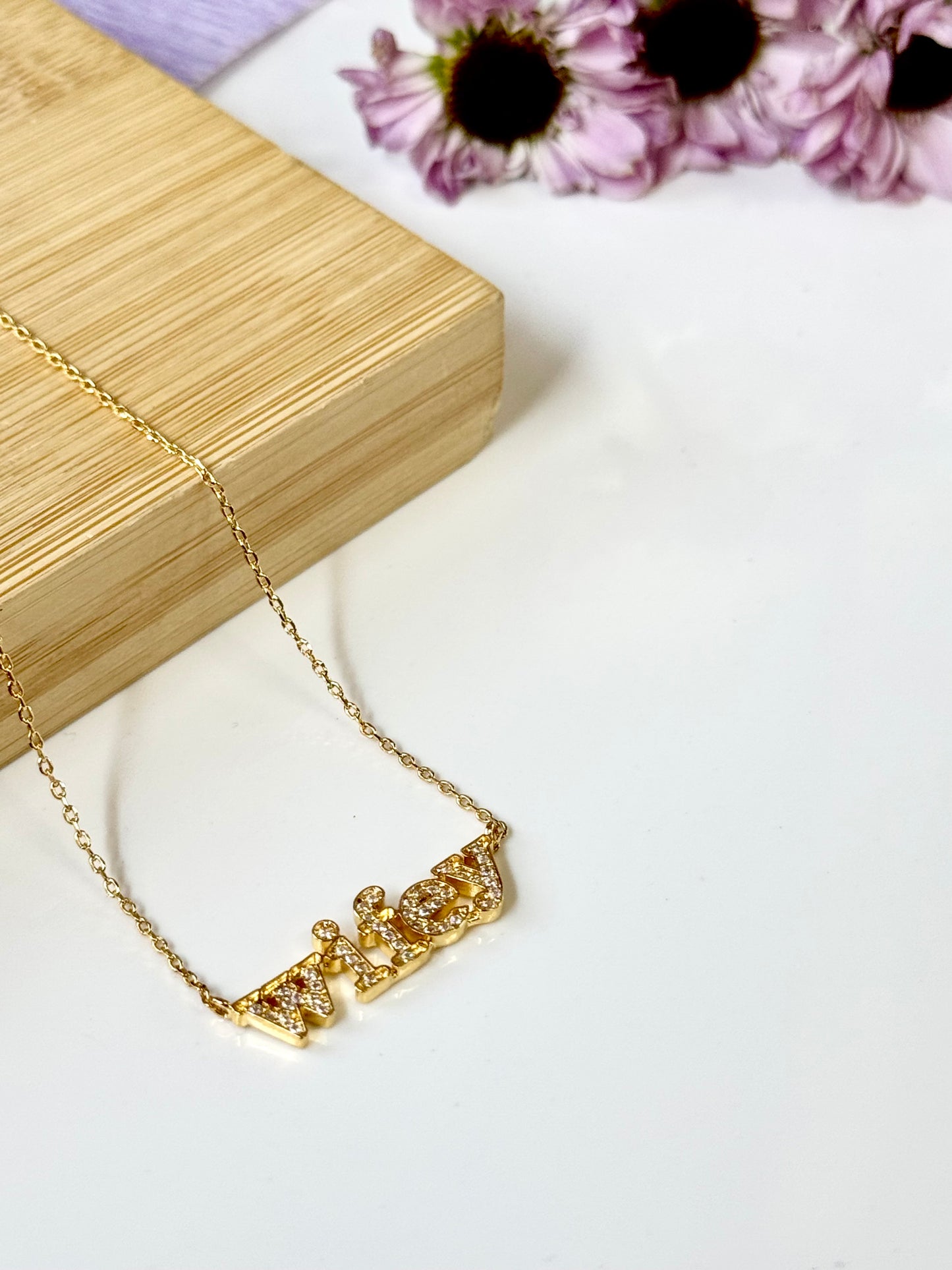 Wifey Necklace | Sterling Silver or 18K Gold Plated with Cubic Zirconia