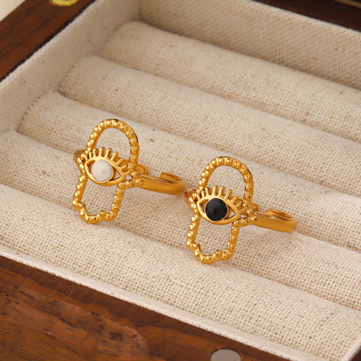 Boho Hamsa Evil Eye Ring – Protection & Style