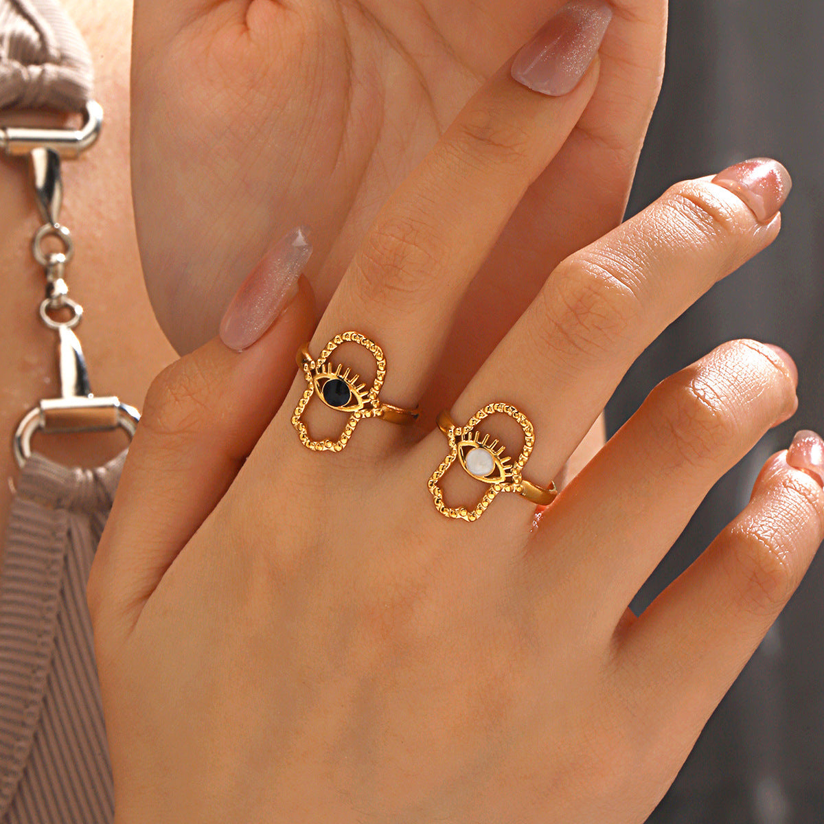 Boho Hamsa Evil Eye Ring – Protection & Style