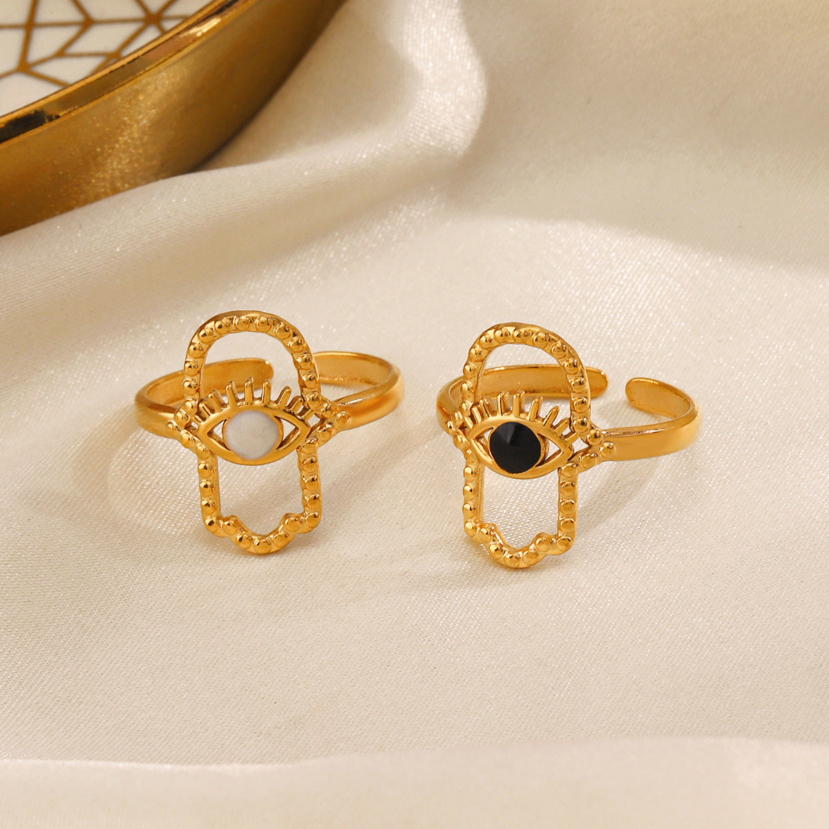 Boho Hamsa Evil Eye Ring – Protection & Style
