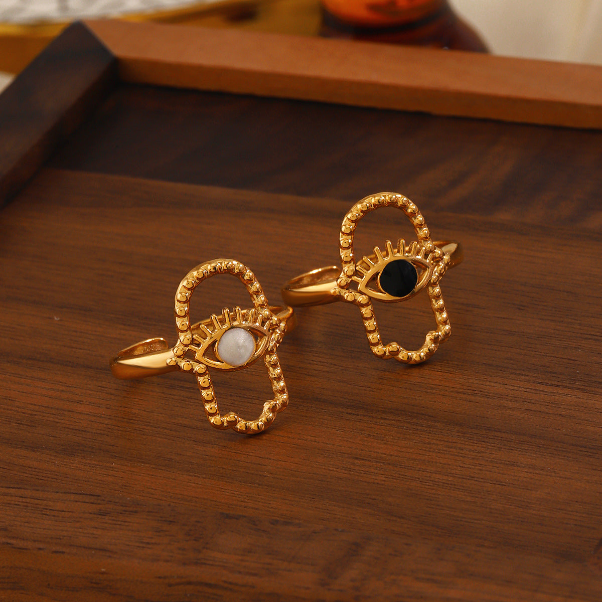 Boho Hamsa Evil Eye Ring – Protection & Style