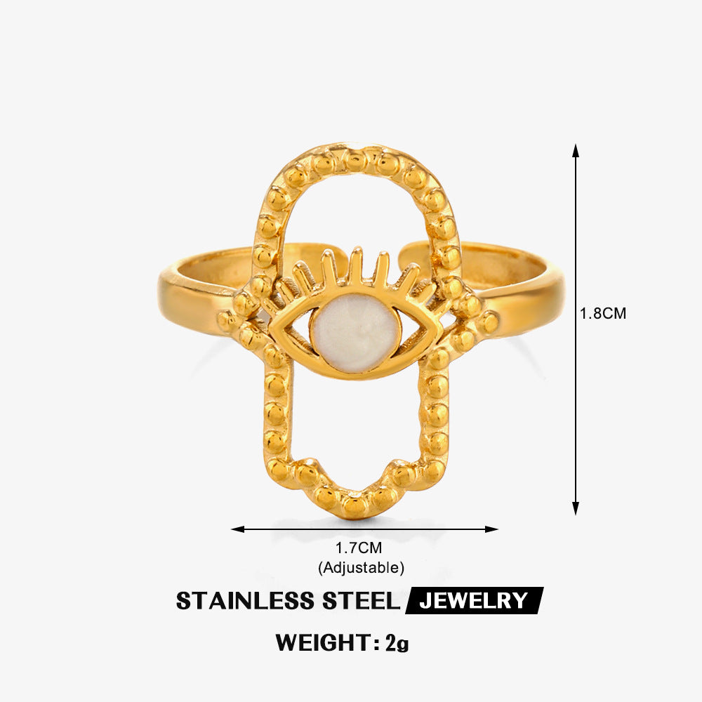 Boho Hamsa Evil Eye Ring – Protection & Style