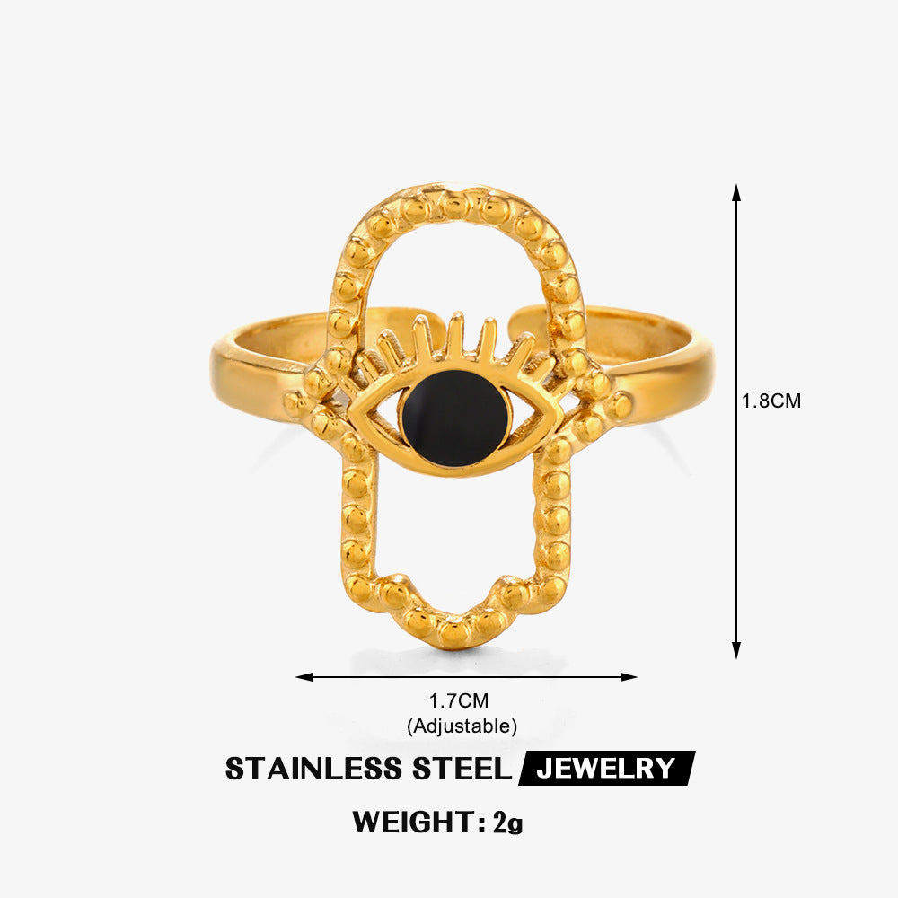 Boho Hamsa Evil Eye Ring – Protection & Style