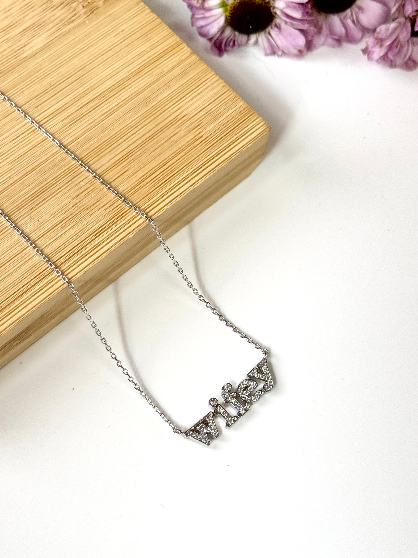 Wifey Necklace | Sterling Silver or 18K Gold Plated with Cubic Zirconia