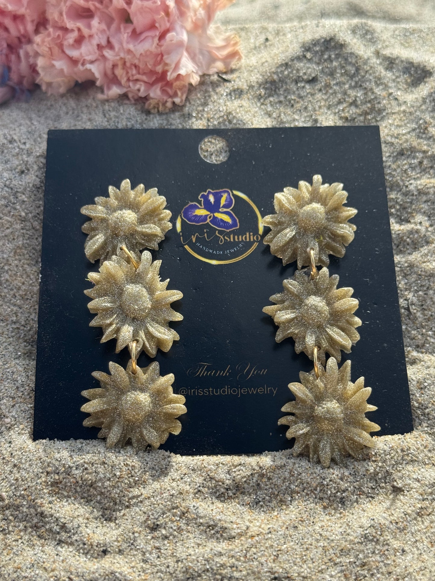 Daisy Chain Drop Earrings - Handmade Floral Statement Jewelry