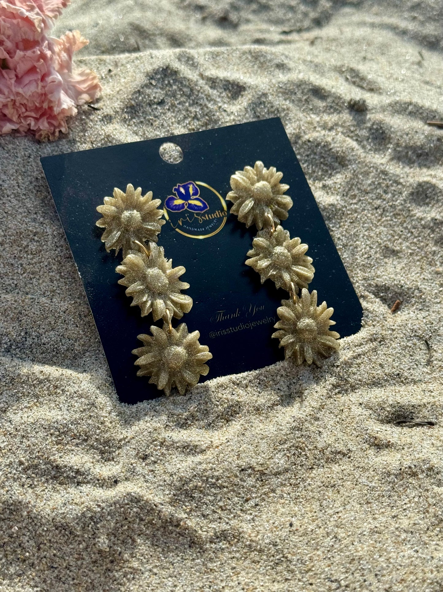Daisy Chain Drop Earrings - Handmade Floral Statement Jewelry