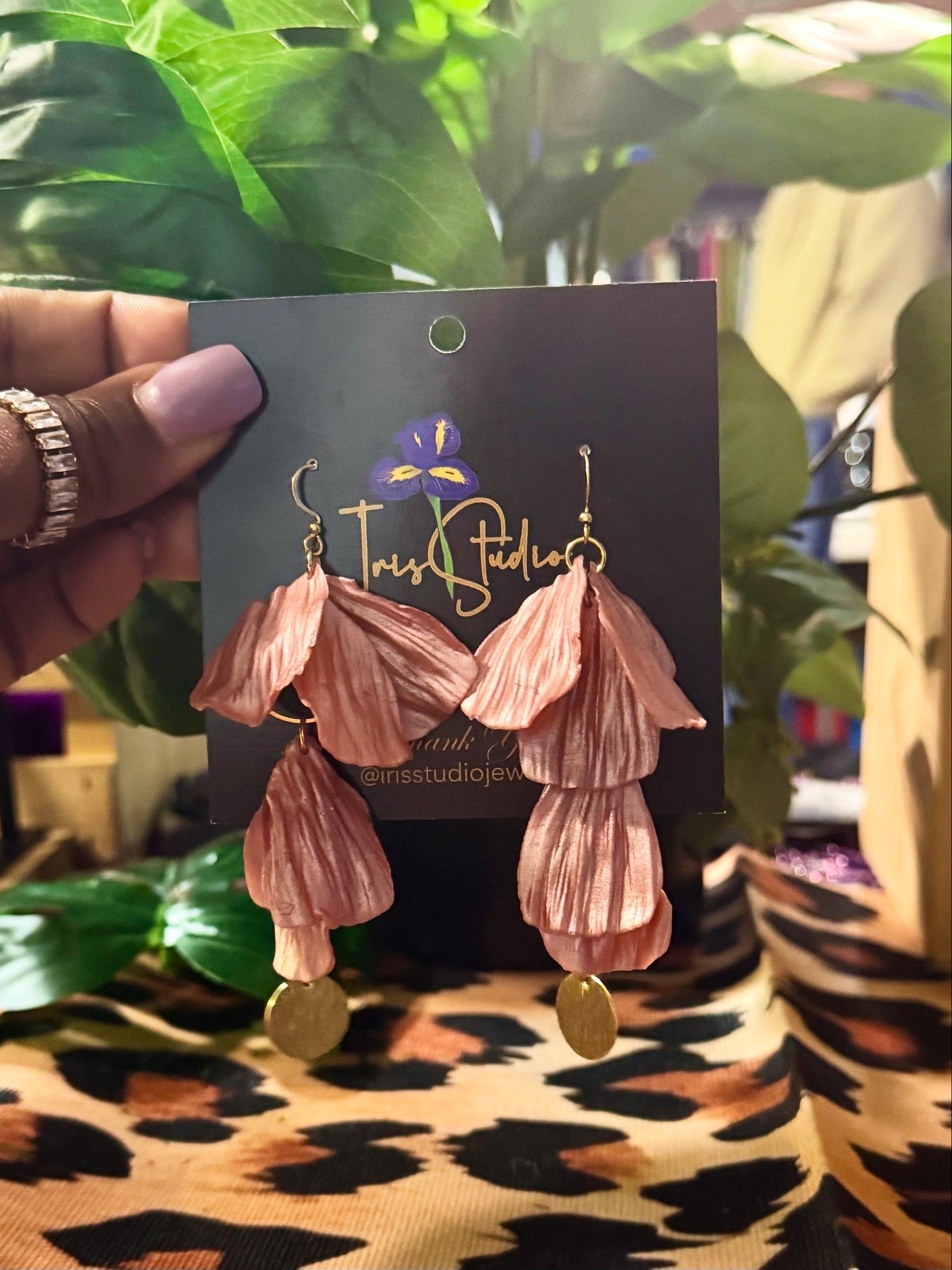 Rose Gold Tiered Petal Earrings