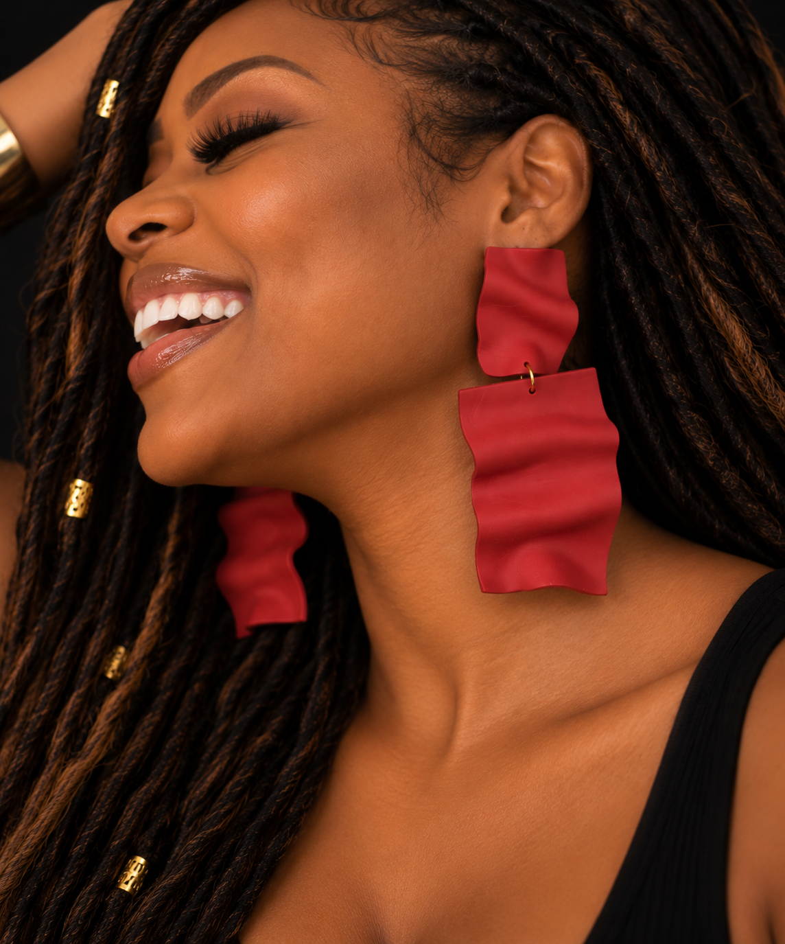 Hidden Wild Statement Earrings – Red Sculpted Polymer Clay Dangles
