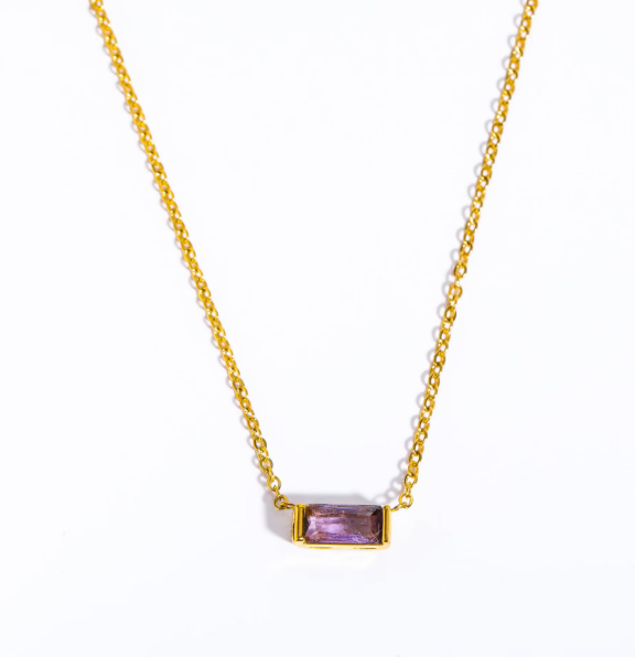 Birthstone Charm Necklace | Stainless Steel Charm Necklace | Hypoallergenic & Tarnish Resistant Jewelry | Waterproof Necklace