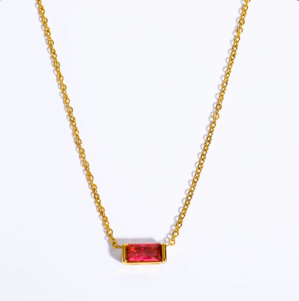 Birthstone Charm Necklace | Stainless Steel Charm Necklace | Hypoallergenic & Tarnish Resistant Jewelry | Waterproof Necklace