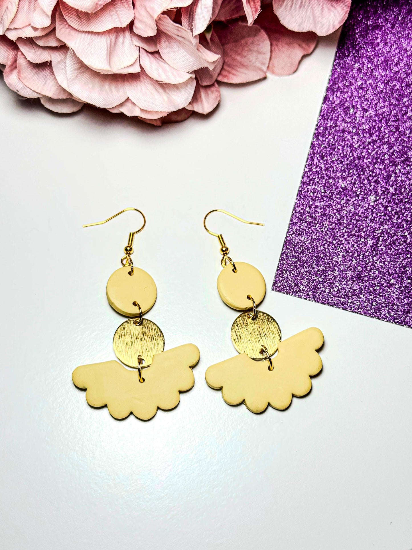 Handmade Polymer Clay Petal Earrings | Hypoallergenic Earrings | Delicate jewelry | Statement earring | Boho Statement Earrings