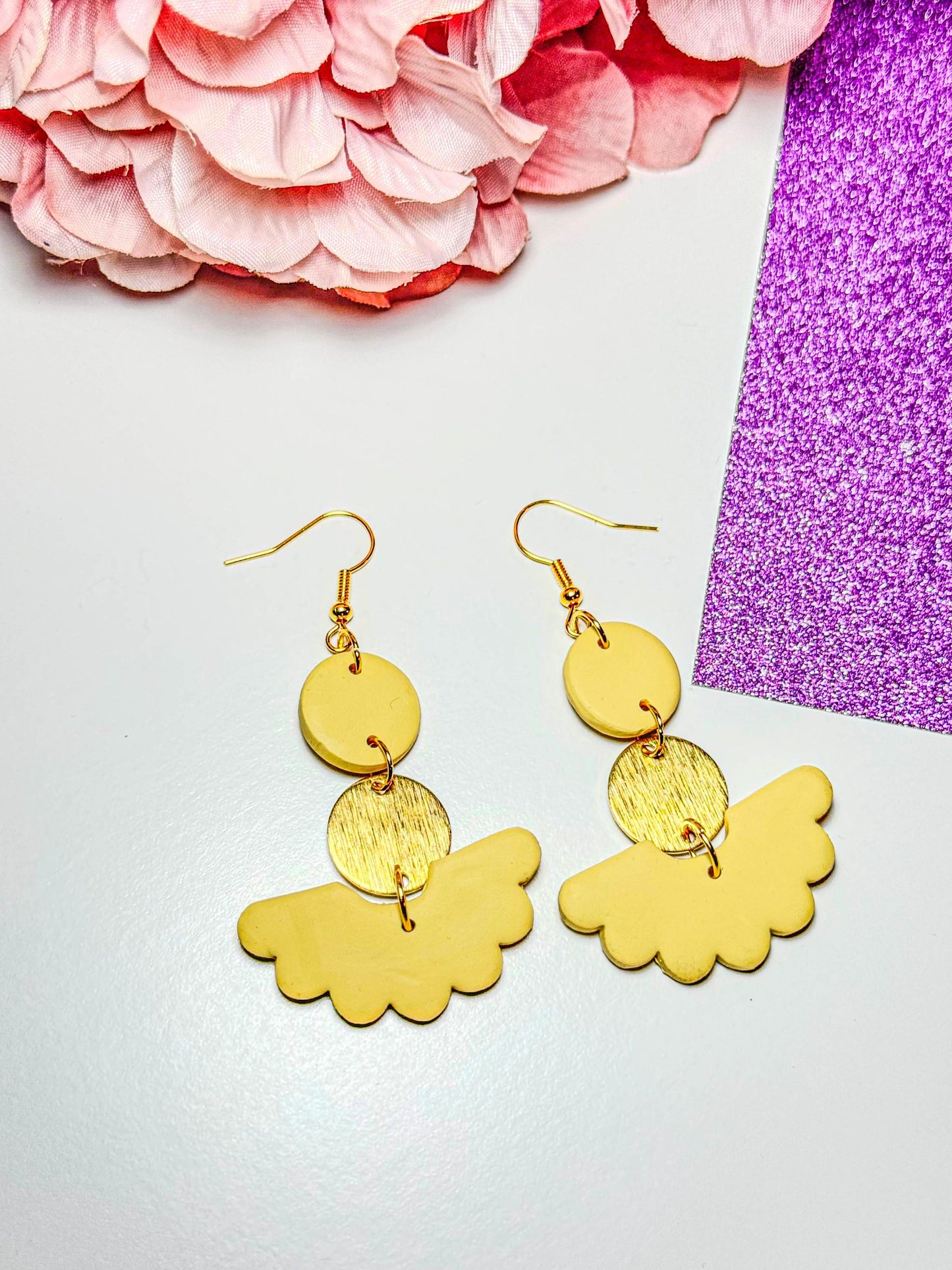 Handmade Polymer Clay Petal Earrings | Hypoallergenic Earrings | Delicate jewelry | Statement earring | Boho Statement Earrings