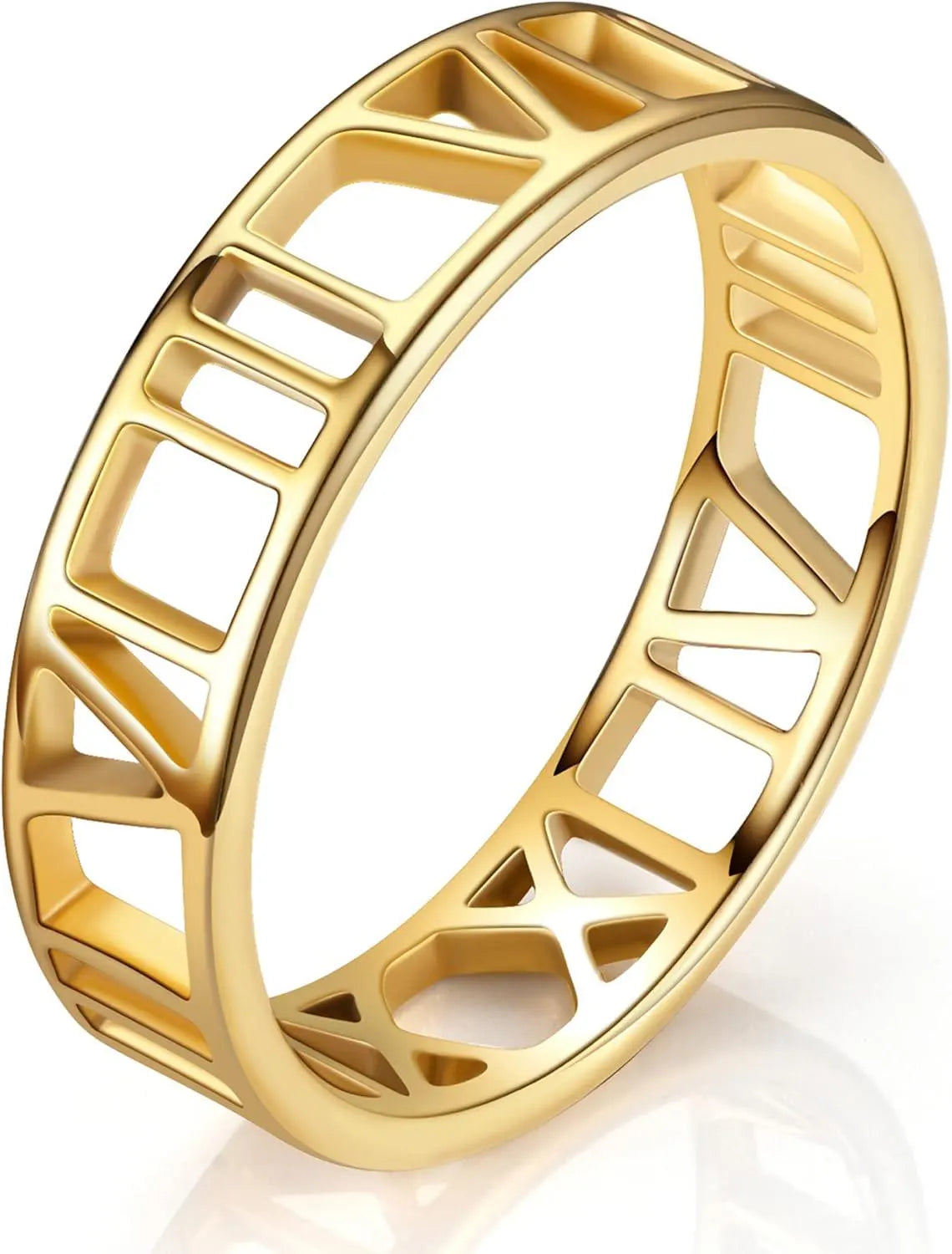 Stainless Steel Roman Numeral Ring | Anniversary Gift | Stackable Engagement Ring | Tarnish Resistant | Waterproof Jewelry