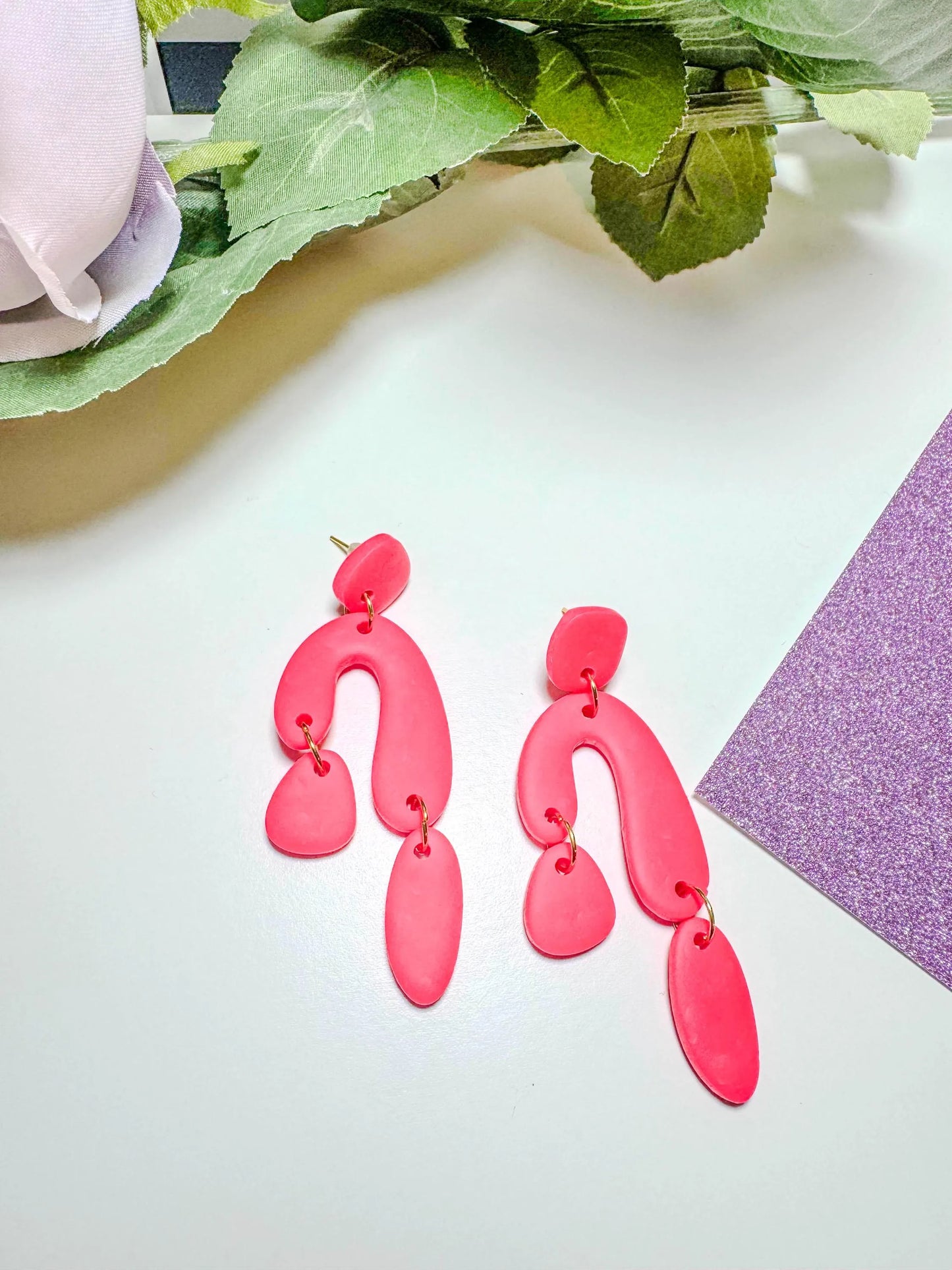 Polymer Clay Abstract Statement Earrings | Polymer Clay Earrings | Jewelry for Raves/ Boho Statement Earrings | Handmade Jewelry