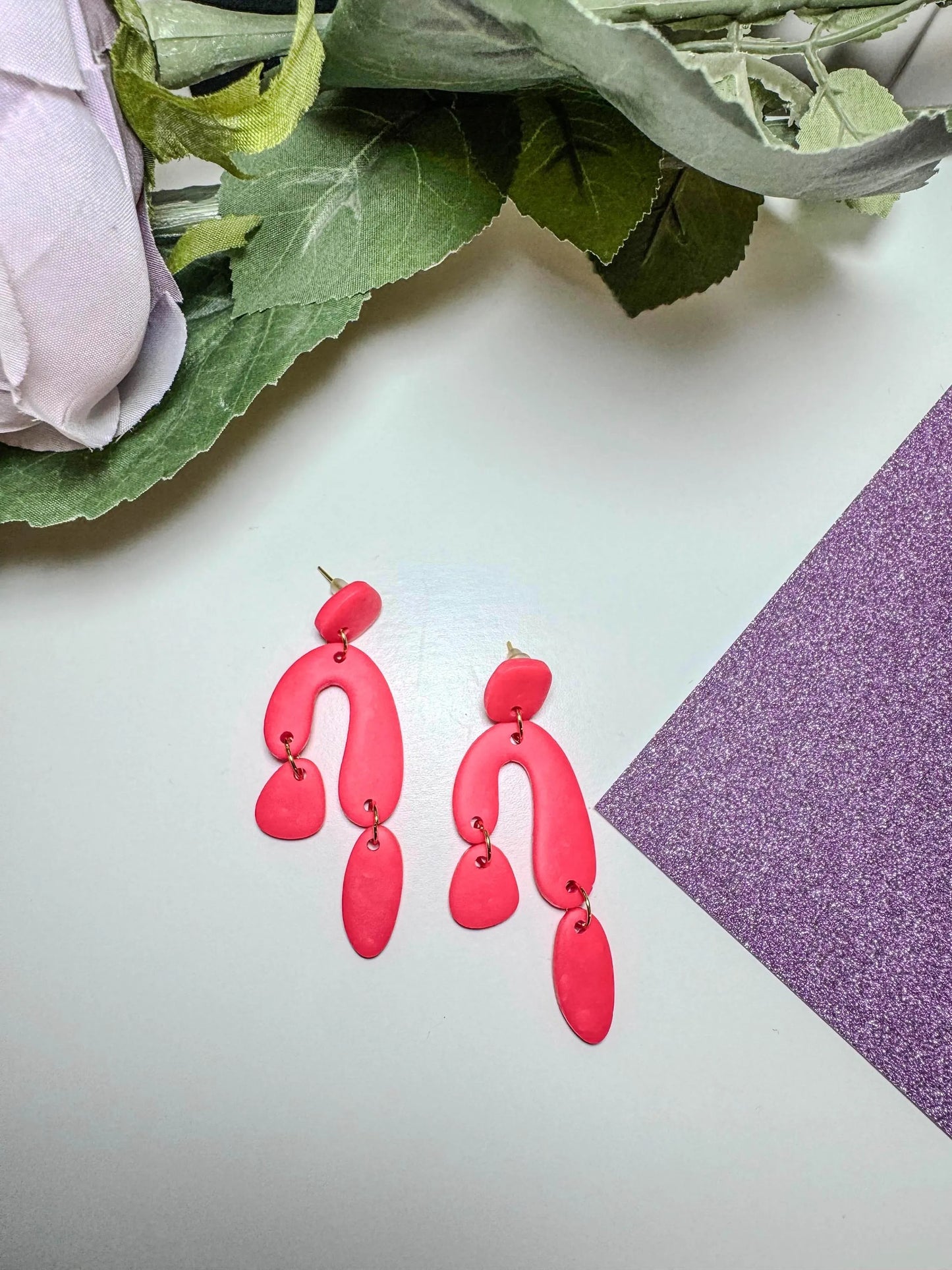 Polymer Clay Abstract Statement Earrings | Polymer Clay Earrings | Jewelry for Raves/ Boho Statement Earrings | Handmade Jewelry