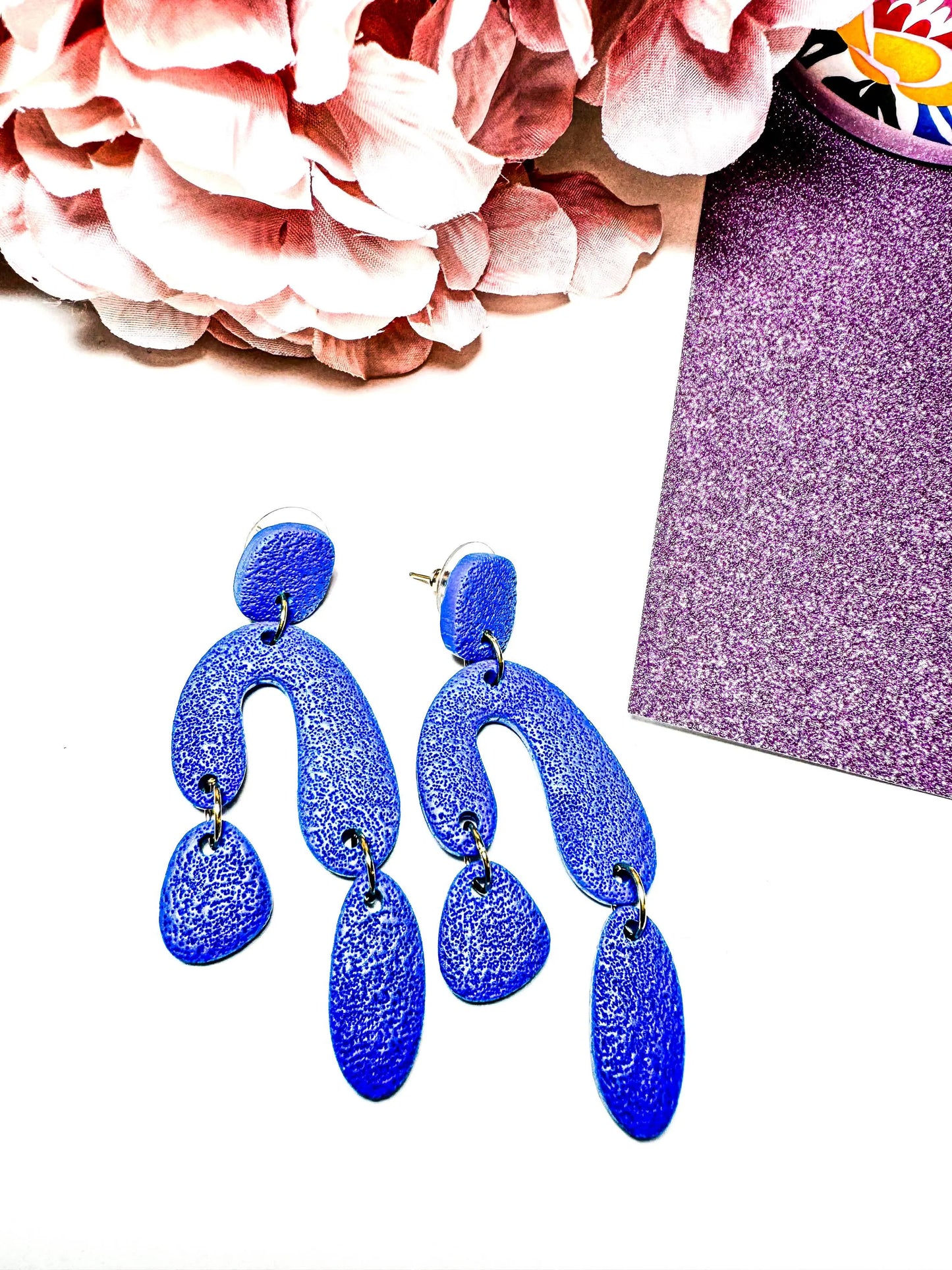 Polymer Clay Abstract Statement Earrings | Polymer Clay Earrings | Jewelry for Raves/ Boho Statement Earrings | Handmade Jewelry