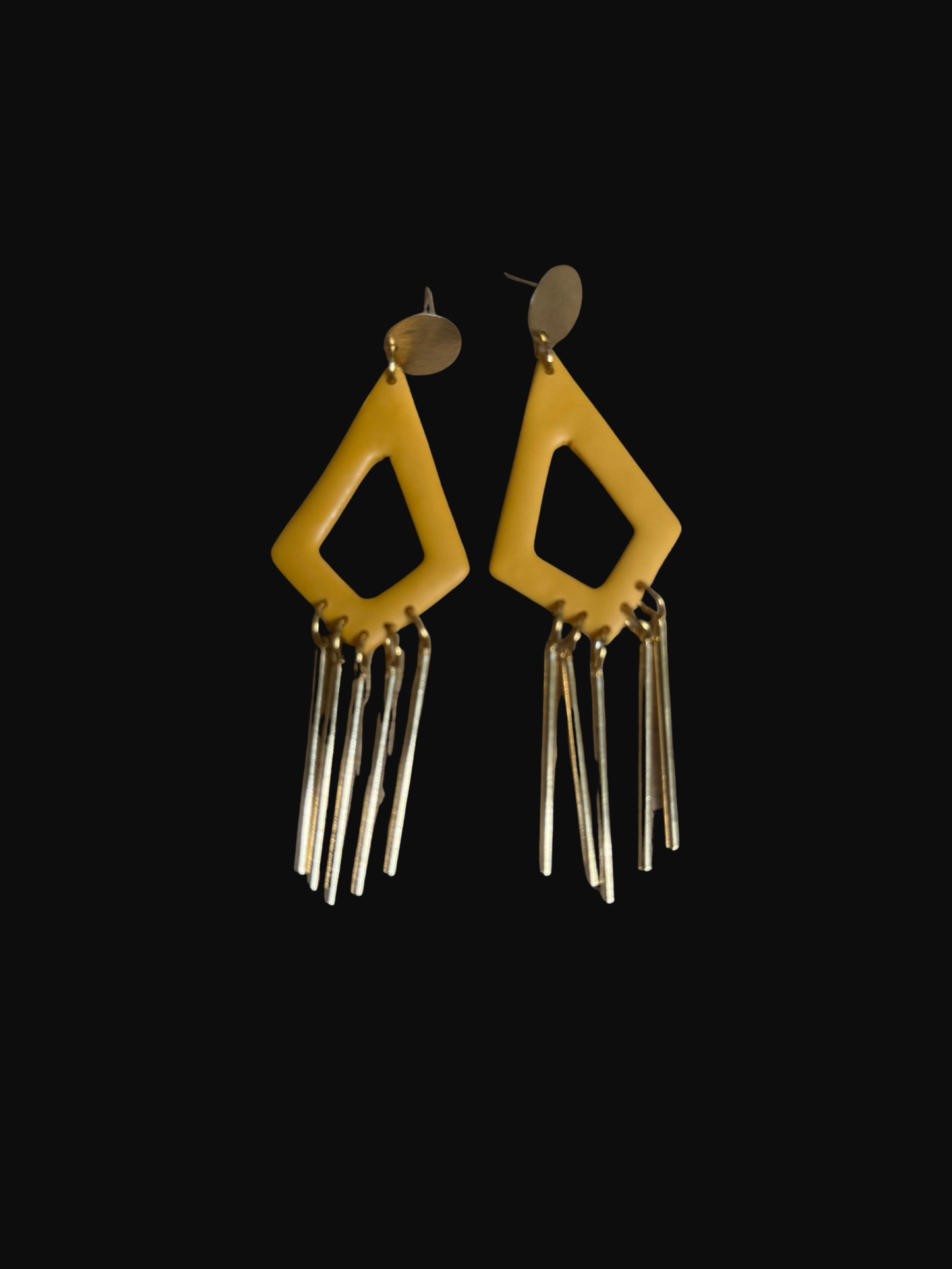 Handmade Gold Geometric Fringe Earrings