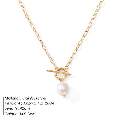 Mother of Pearl Necklace – Paper Clip Chain Charm