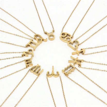 Gold Stainless Steel Zodiac Symbol Necklace – Adjustable & Timeless