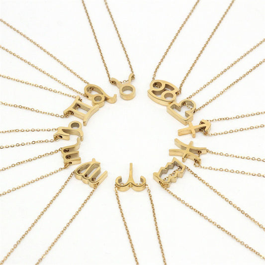 Gold Stainless Steel Zodiac Symbol Necklace – Adjustable & Timeless