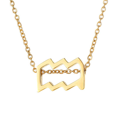 Gold Stainless Steel Zodiac Symbol Necklace – Adjustable & Timeless