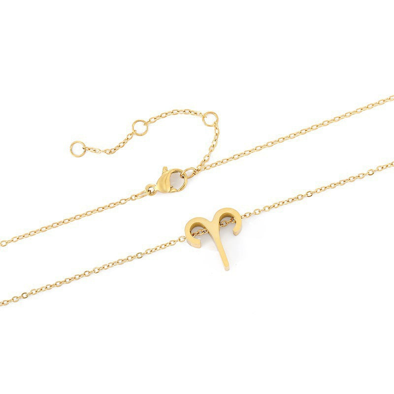 Gold Stainless Steel Zodiac Symbol Necklace – Adjustable & Timeless