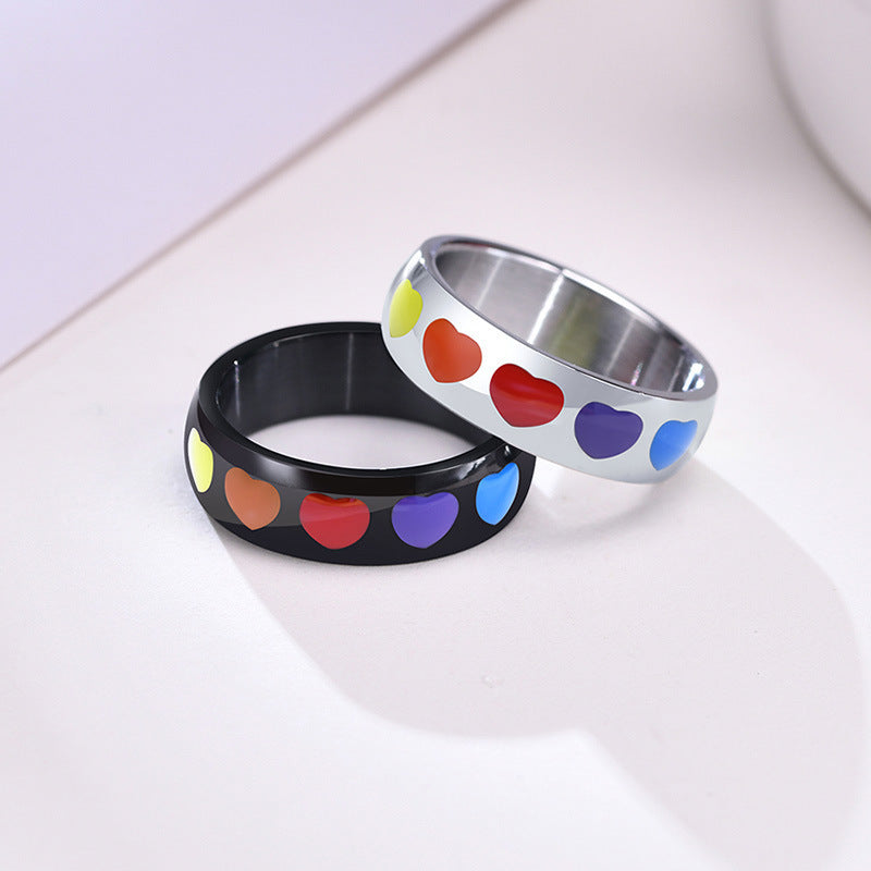 Rainbow Heart Pride Ring - Silver