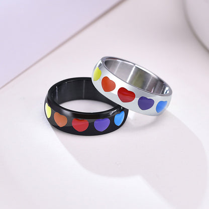 Rainbow Heart Pride Ring - Silver