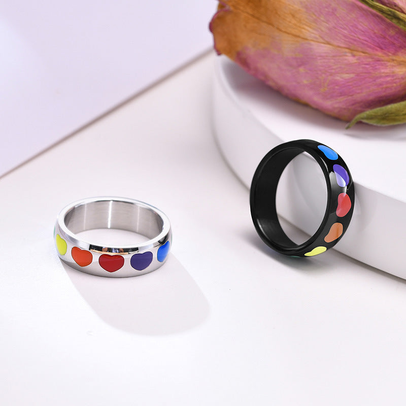 Rainbow Heart Pride Ring - Silver