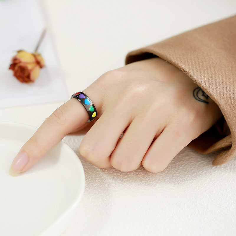 Rainbow Heart Pride Ring - Silver