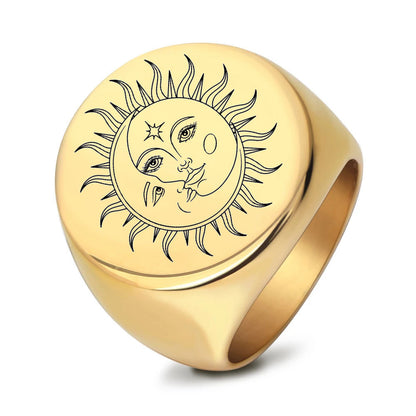 Sun and Moon Signet Ring-Gold