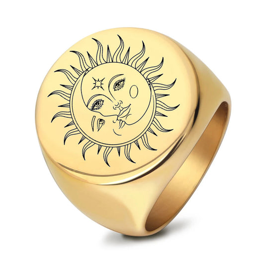 Sun and Moon Signet Ring-Gold