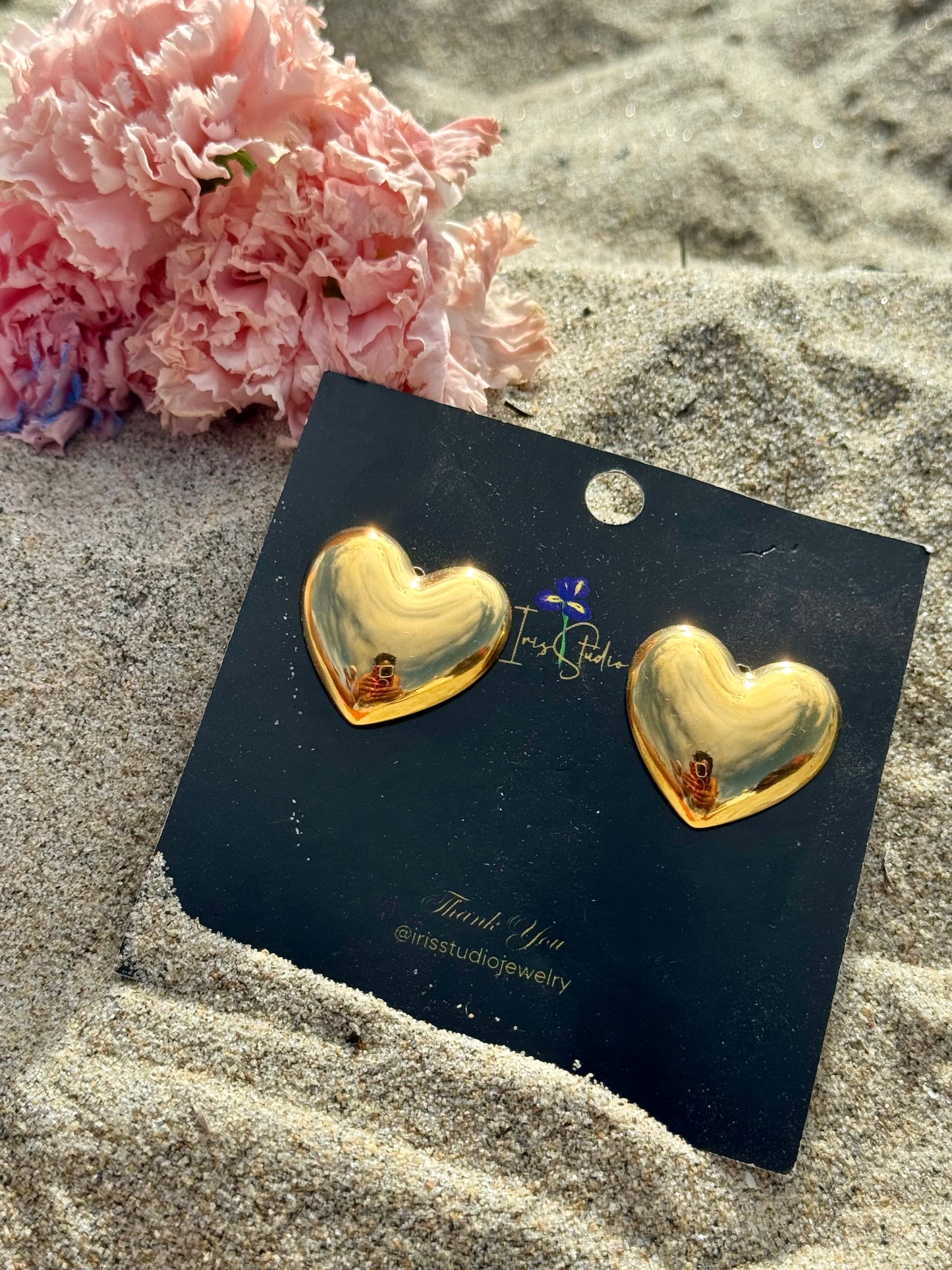 18k Gold Plated Heart Earrings | Classic & Tarnish-Resistant | Stainless Steel | Waterproof Jewelry