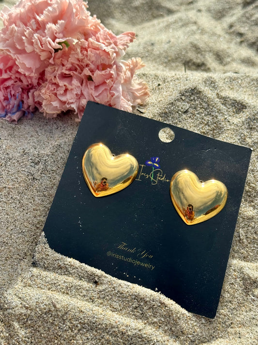 18k Gold Plated Heart Earrings | Classic & Tarnish-Resistant | Stainless Steel | Waterproof Jewelry
