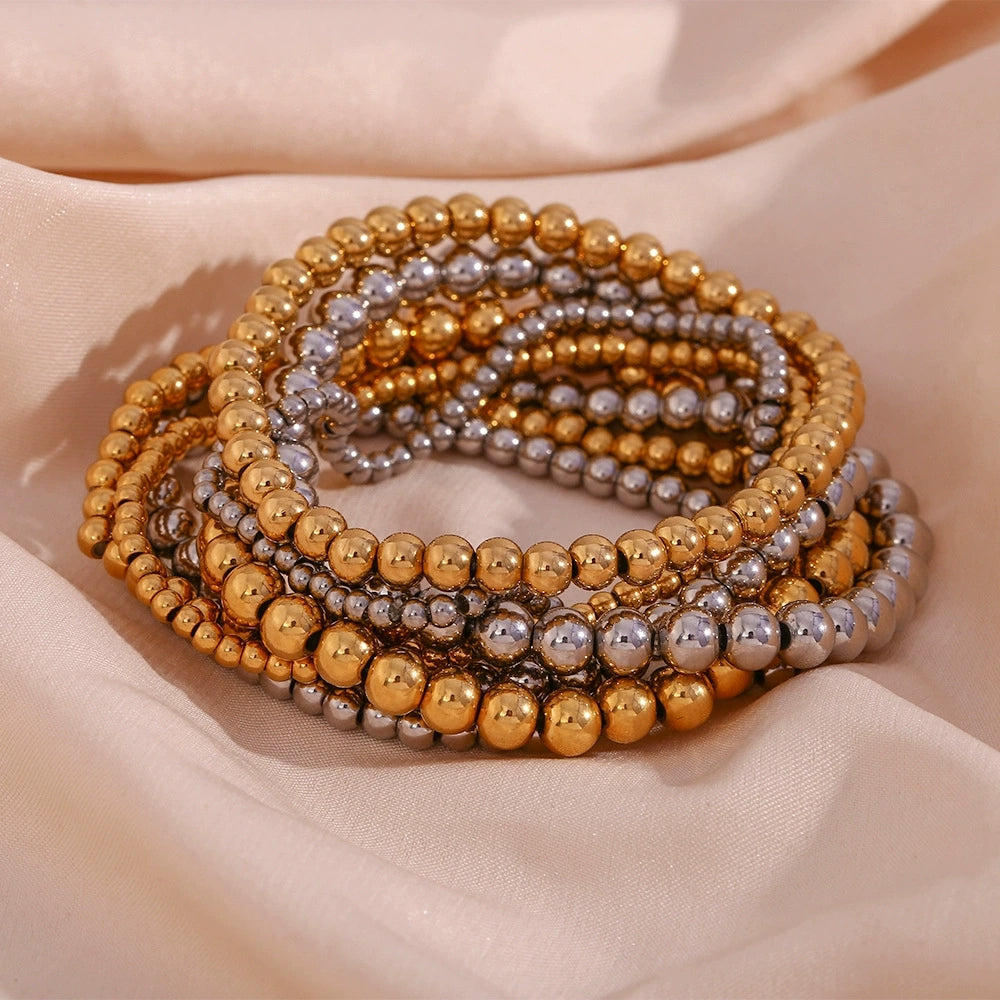Gold and Silver Beaded Bracelets