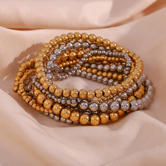 Gold and Silver Beaded Bracelets
